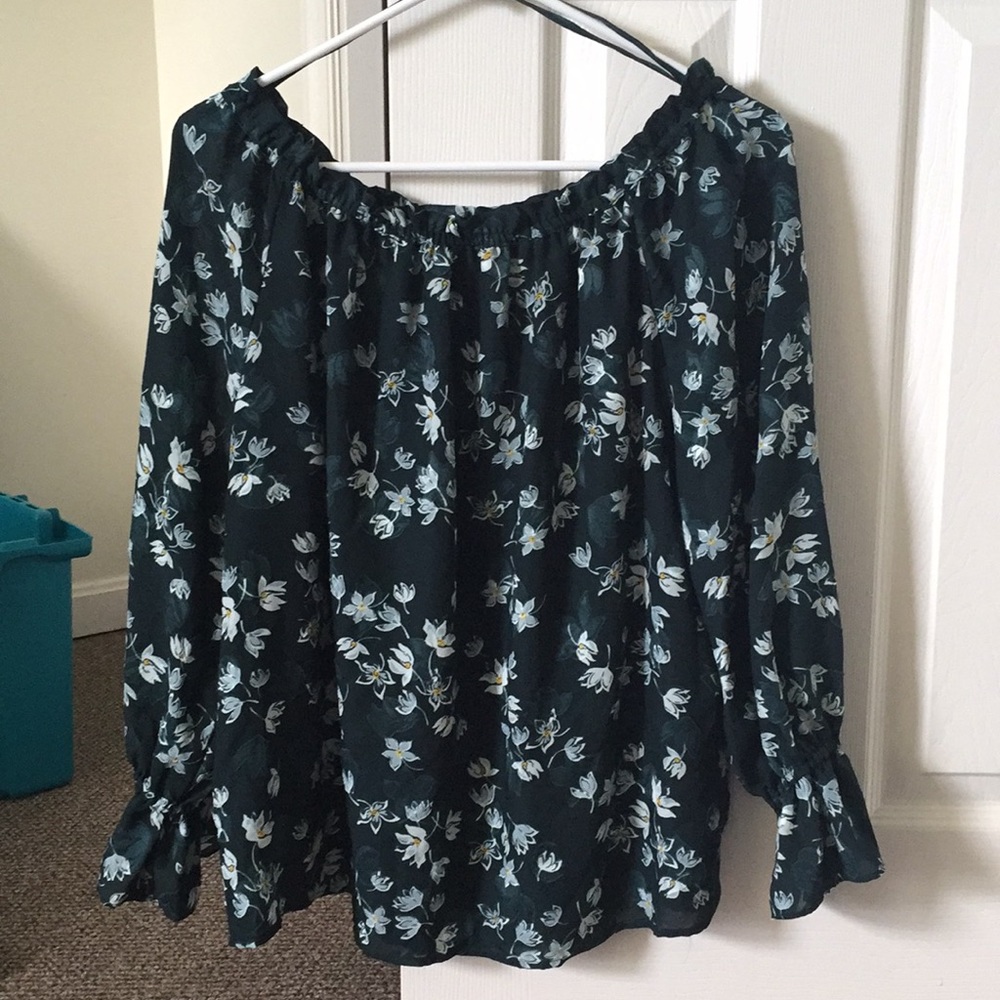 Off the Shoulder Forest Green Top